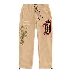 Reason Champion Chenille Patched Fleece Sweatpants Men’s Large Khaki Graphic